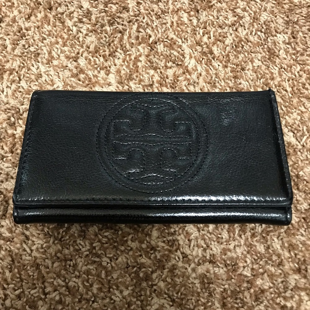 Tory Burch Womens Black Wallet Genuine Leather